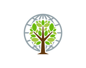 Global Tree Icon Logo Design Element