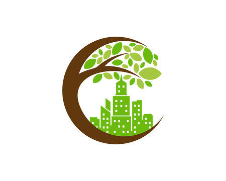 Tree Town Icon Logo Design Element