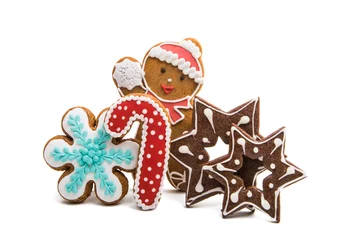 Foto auf Alu-Dibond christmas ginger cookies isolated © ksena32