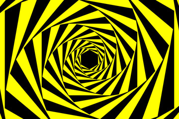 Black Yellow Warning Spiral Tunnel Abstract Background