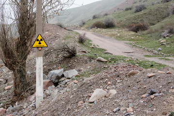 Sign radioactive zone, radiation