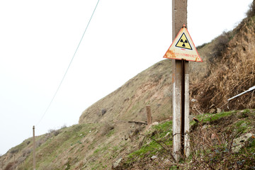 Sign radioactive zone, radiation
