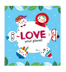 love your planet cartoon style