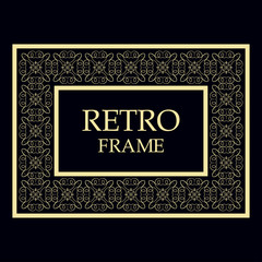 Vintage invitation border frame in art deco. Retro style frame and border. Art deco frame and label. Old retro vintage deco art design. 