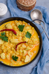 Traditional spicy soup with rice