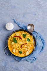 Traditional spicy soup with rice