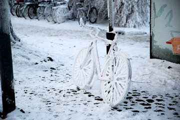 Frozen Bicycle at Suomenlinna Finland