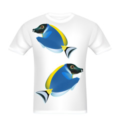 White t-shirt with design Tropical fish