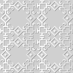 3D white paper art Check Square Curve Cross Frame Chain