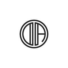 Initial letter DA, OA, minimalist line art monogram circle shape logo, black color