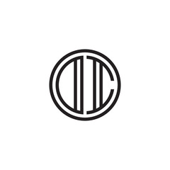 Initial letter DI, OI, minimalist line art monogram circle shape logo, black color