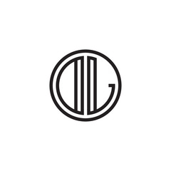 Initial letter DL, OL, minimalist line art monogram circle shape logo, black color