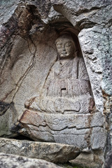 A&nbsp;statue&nbsp;of&nbsp;Buddha&nbsp;in&nbsp;Bulgok,&nbsp;Namsan&nbsp;Mountain,&nbsp;Gyeongju,&nbsp;Korea.