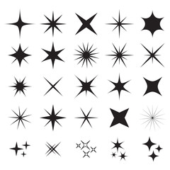 vector set of sparkle signs on white background