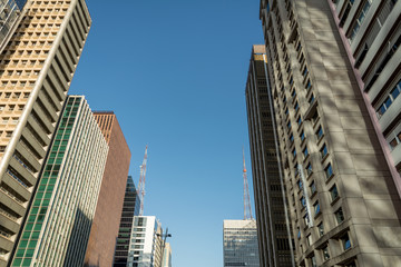 Naklejka premium Modern buildings at the famous Paulista Avenue, in Sao Paulo, Brazil
