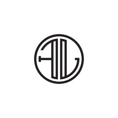 Initial letter FL, minimalist line art monogram circle shape logo, black color