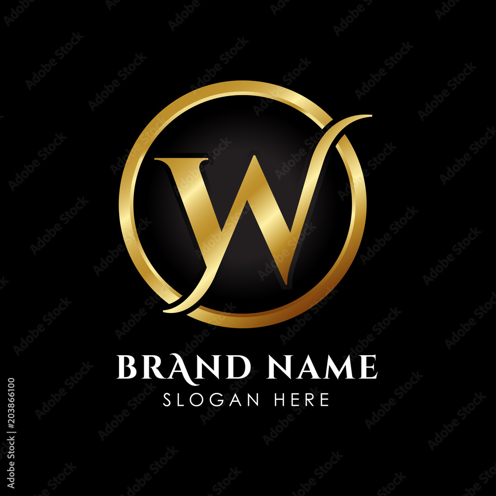 Canvas Prints luxury letter w logo template in gold color. royal premium logo template vector