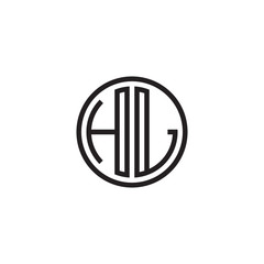Initial letter HL, minimalist line art monogram circle shape logo, black color