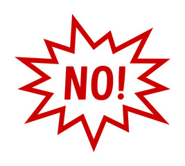 Red cartoon scream speech bubble / balloon with the word 