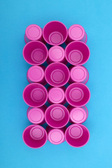 Abstract background for design created from plastic cups, for decoration, text design, template