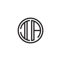 Initial letter IA, minimalist line art monogram circle shape logo, black color