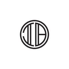 Initial letter IB, minimalist line art monogram circle shape logo, black color