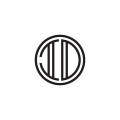 Initial letter ID, IO, minimalist line art monogram circle shape logo, black color