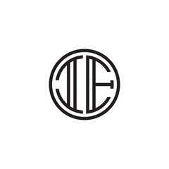 Initial letter IE, minimalist line art monogram circle shape logo, black color
