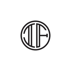Initial letter IF, minimalist line art monogram circle shape logo, black color