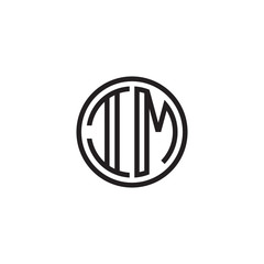 Initial letter IM, minimalist line art monogram circle shape logo, black color
