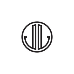 Initial letter LL mirror, JL, minimalist line art monogram circle shape logo, black color