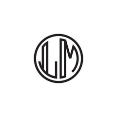 Initial letter LM, minimalist line art monogram circle shape logo, black color