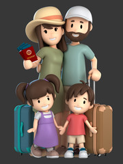 3d render of a family having a vacation trip