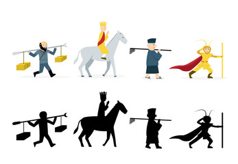 Journey to the West characters in flat on white