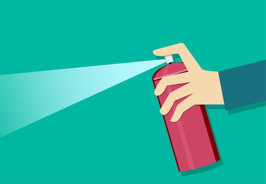 A man holding a spray can and use it, vector art