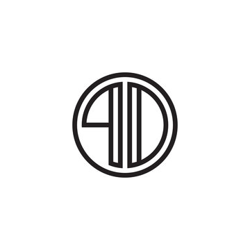 recommend clip art: Initial letter PD, PO, minimalist line art monogram circle shape logo, black color