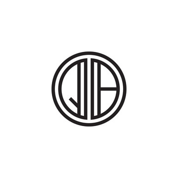 recommend clip art: Initial letter QB, minimalist line art monogram circle shape logo, black color