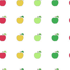 Seamless pattern with cartoon colorful apples.