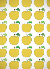 Vertical card with cartoon yellow apples.