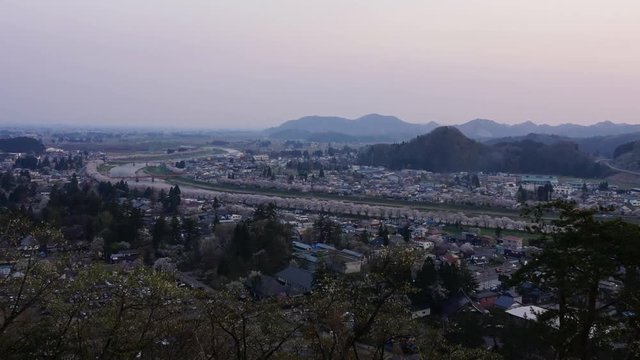 角館　夜桜タイムラプス　ズームアウト