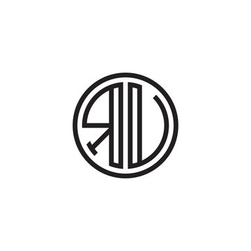 recommend clip art: Initial letter RU, RV, minimalist line art monogram circle shape logo, black color