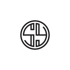 Initial letter SY, minimalist line art monogram circle shape logo, black color