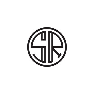 recommend clip art: Initial letter SR, minimalist line art monogram circle shape logo, black color