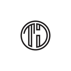 Initial letter TJ, minimalist line art monogram circle shape logo, black color