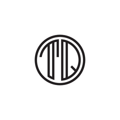 Initial letter TQ, minimalist line art monogram circle shape logo, black color