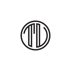 Initial letter TU, TV, minimalist line art monogram circle shape logo, black color