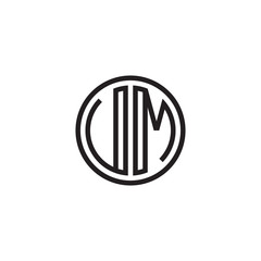 Initial letter UM, VM, minimalist line art monogram circle shape logo, black color