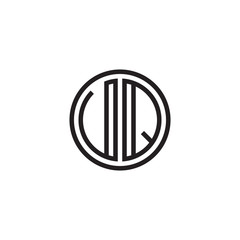 Initial letter UQ, VQ, minimalist line art monogram circle shape logo, black color