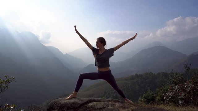 Woman doing yoga exercises.