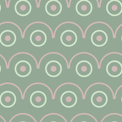 Fototapeta premium Geometric seamless pattern. Olive green background with pale pink elements